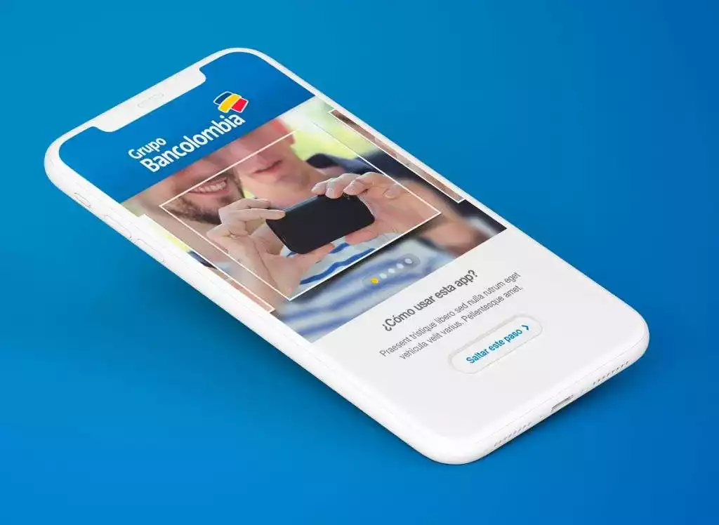 Dispositivo móvil que muestra la aplicación Bancolombia en su pantalla
