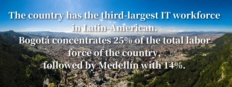 Landscape with the text: The country has the third-largest IT in Latin America.