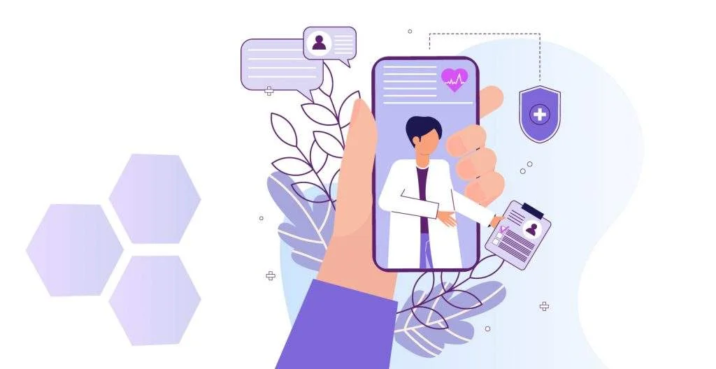 Cell phone in hand. Images of medicine on the screen.