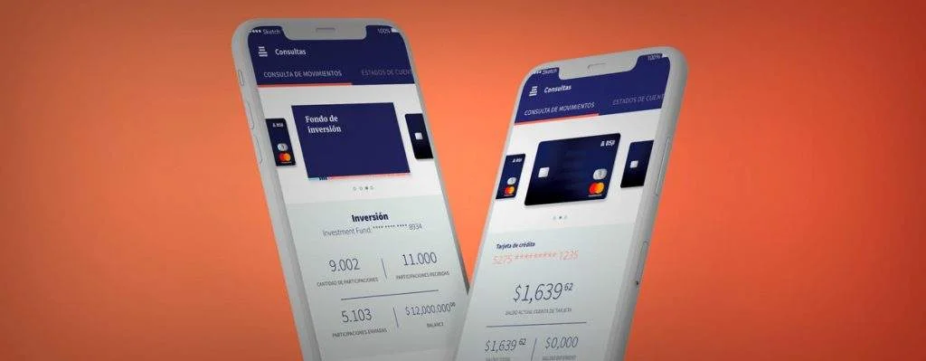 Orange background image with two mobiles