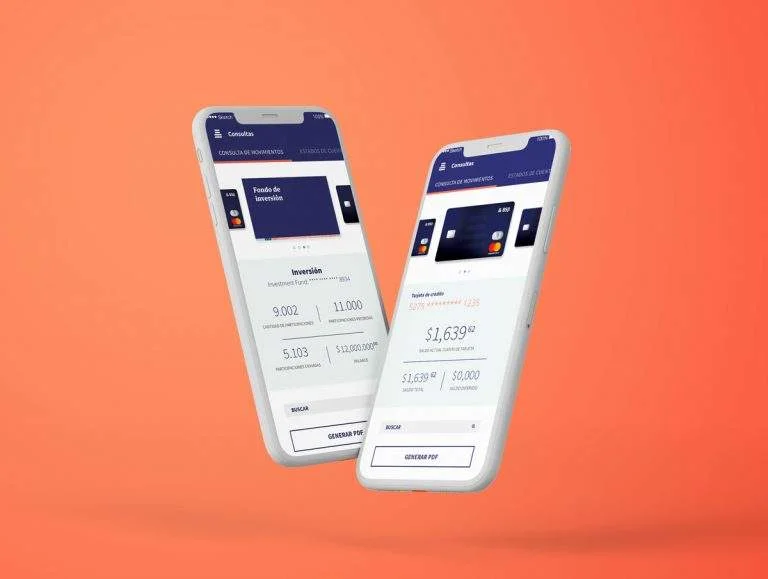 Orange background image with two mobiles