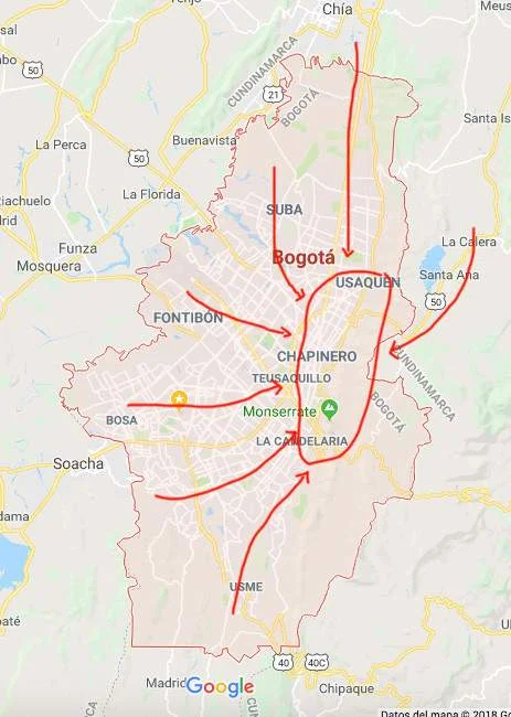 Map of Bogota-Colombia