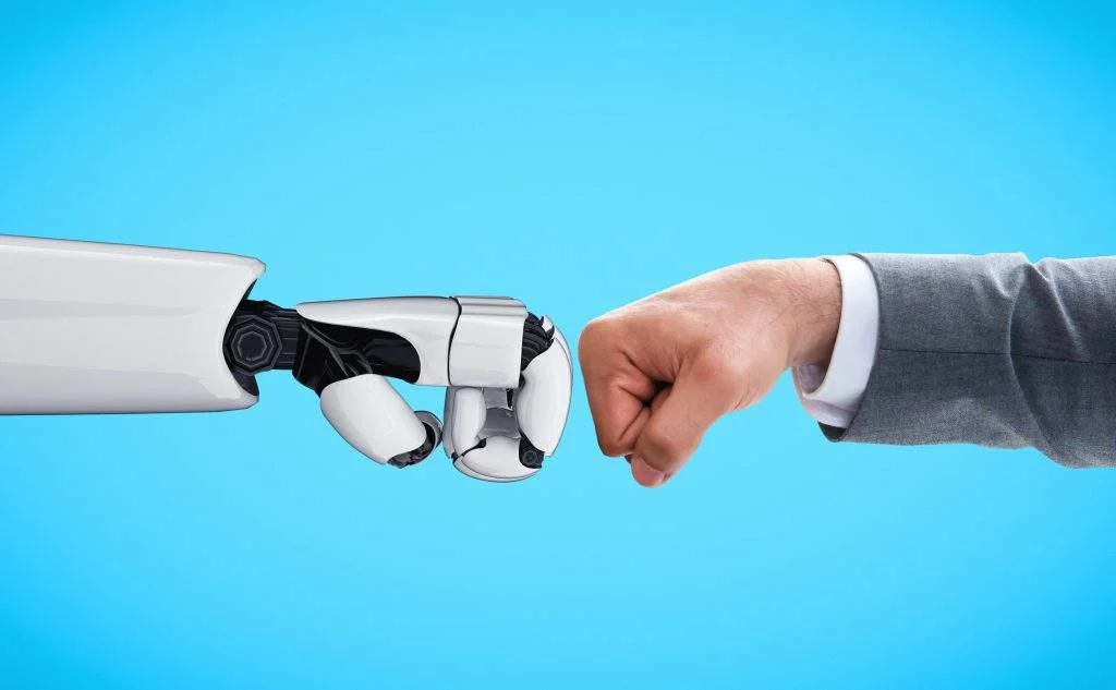 Clash of hands between robot and human